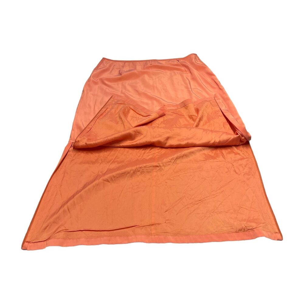 Olsen Long A-Line Skirt Women's 16 Orange 100% Polyester Classic Side Zipper - Picture 4 of 7